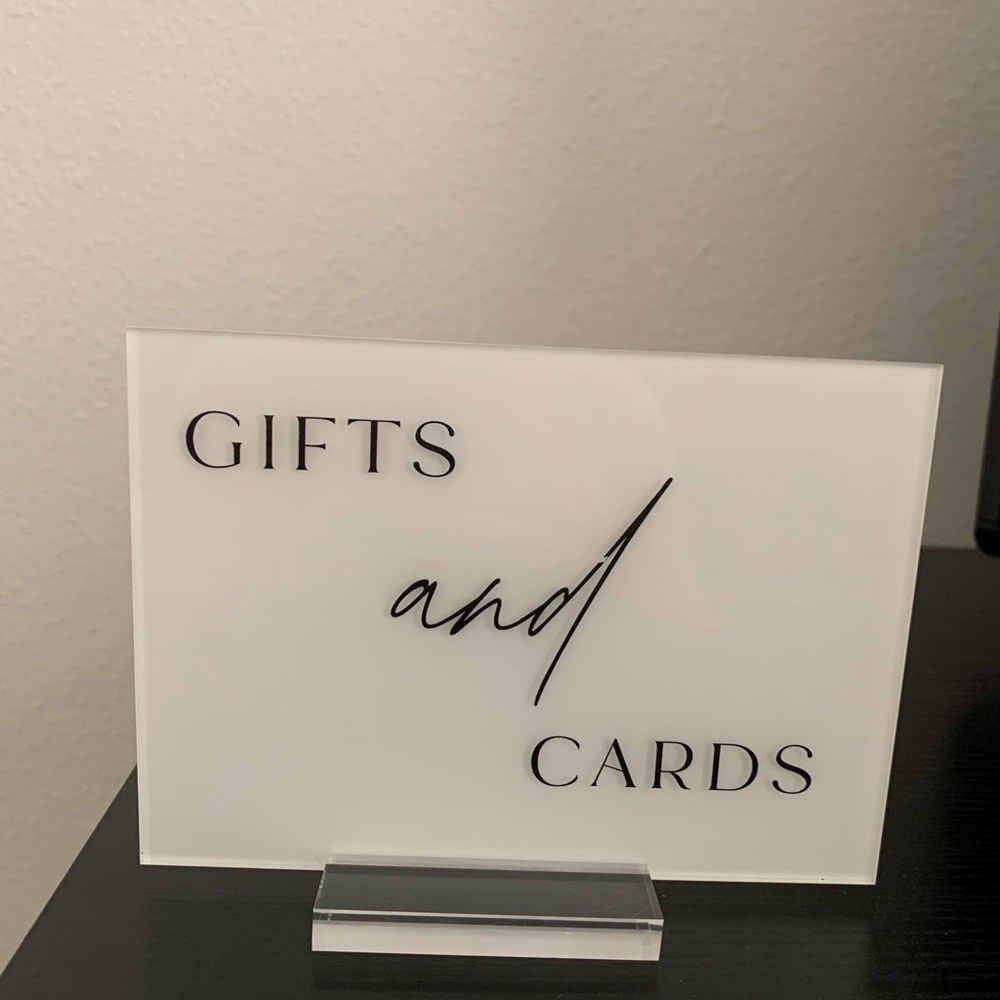 “Gifts and cards” acrylic wedding decor sign